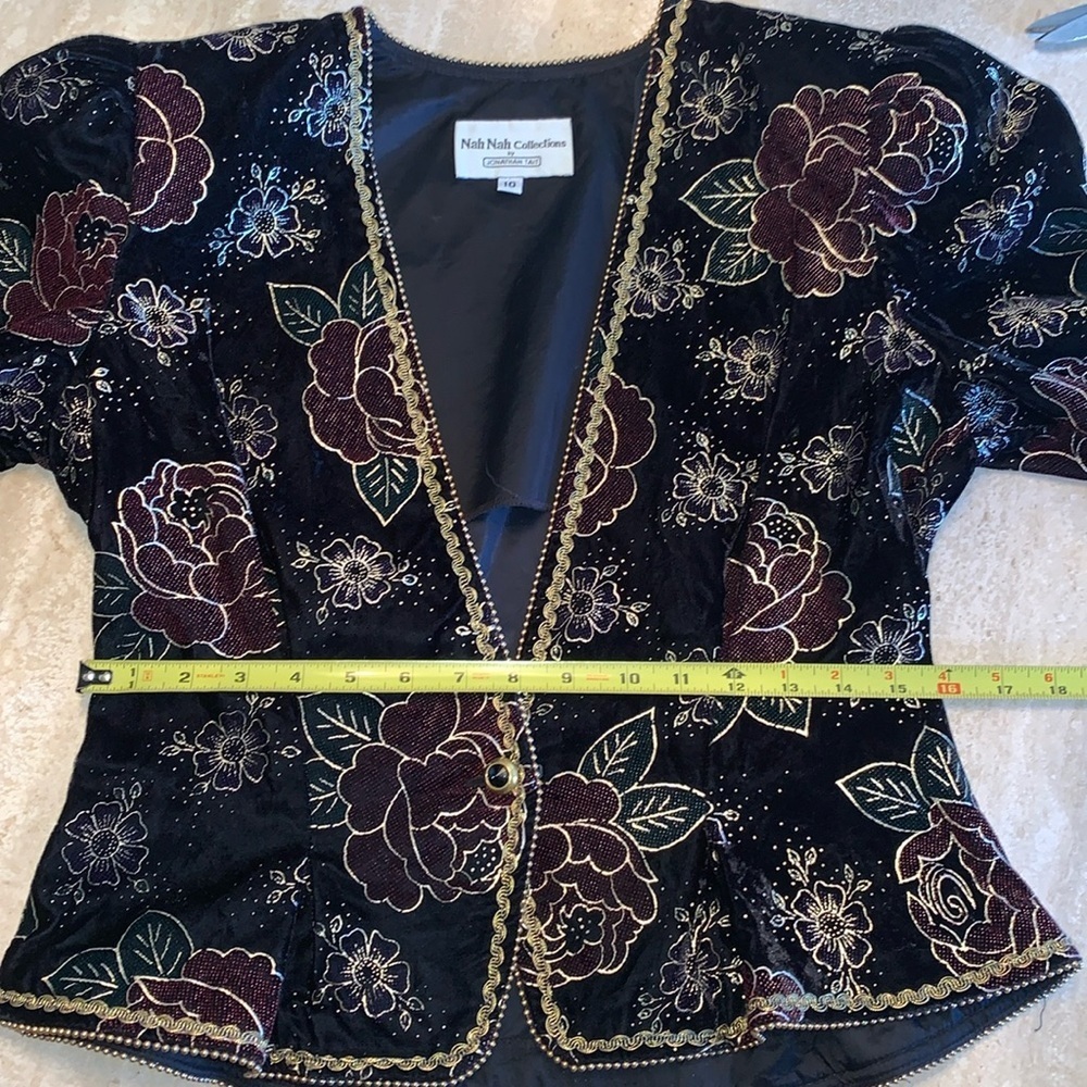 JONATHAN TAIT NAH NAH COLLECTION jacket women's 10, black floral velvet. EUC - Picture 15 of 17